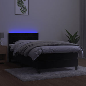 Letto a Molle con Materasso e LED Nero 100x200 cm in Velluto 3134449