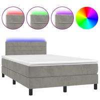 Letto a Molle Materasso e LED Grigio Chiaro 120x200 cm Velluto 3134453