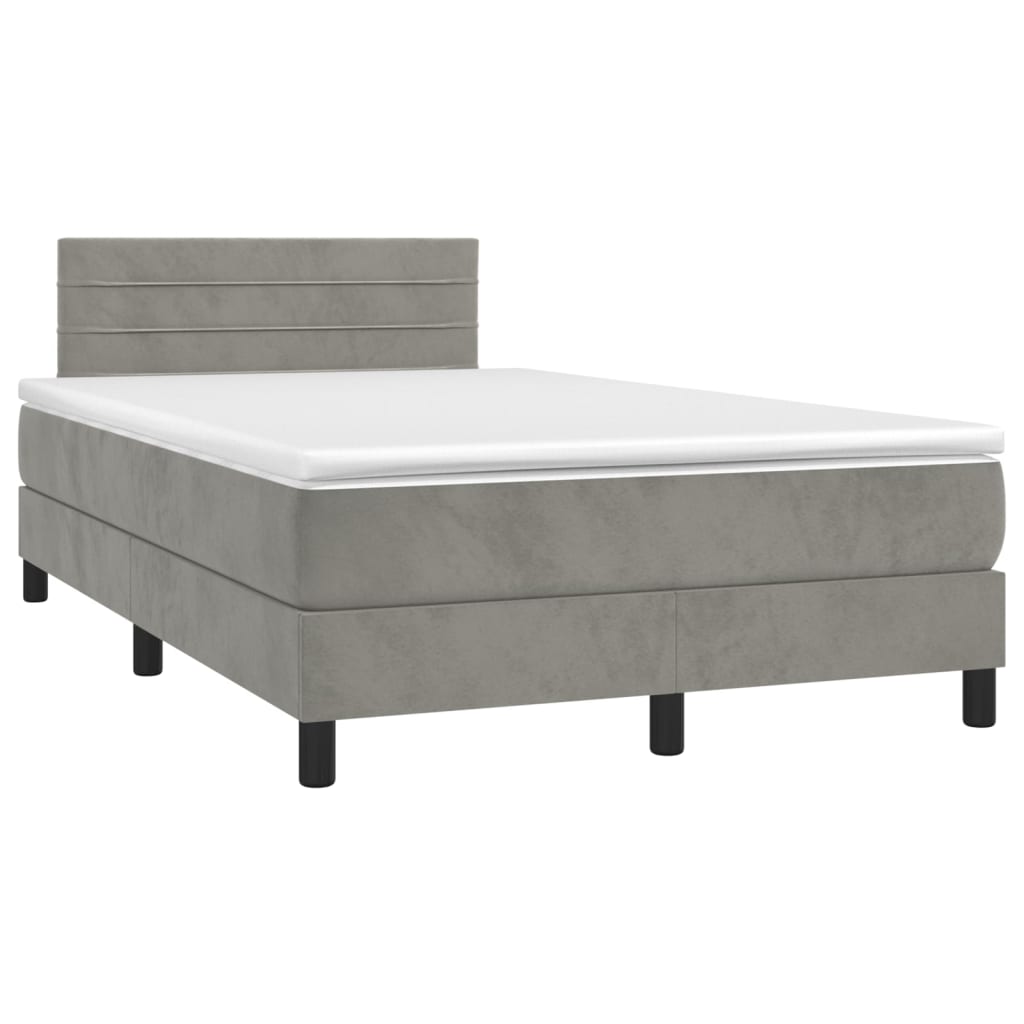 Letto a Molle Materasso e LED Grigio Chiaro 120x200 cm Velluto 3134453