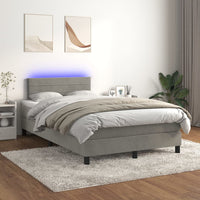 Letto a Molle Materasso e LED Grigio Chiaro 120x200 cm Velluto 3134453