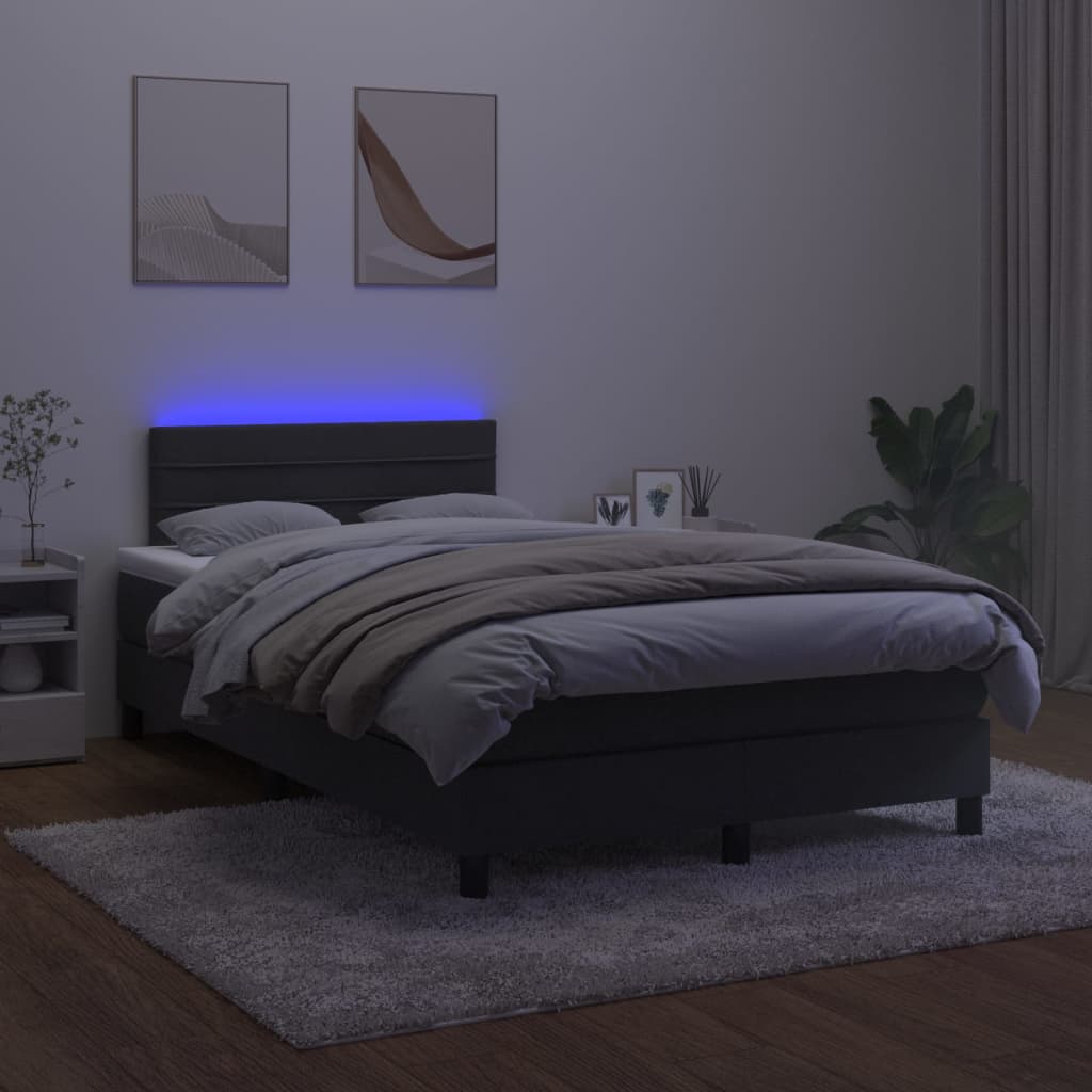 Letto a Molle con Materasso e LED Nero 120x200 cm in Velluto cod mxl 55761