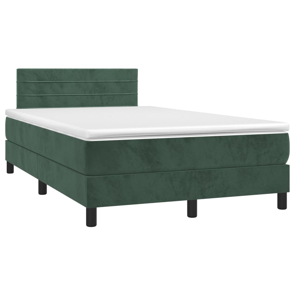 Letto a Molle con Materasso e LED Verde Scuro 120x200cm Velluto 3134456