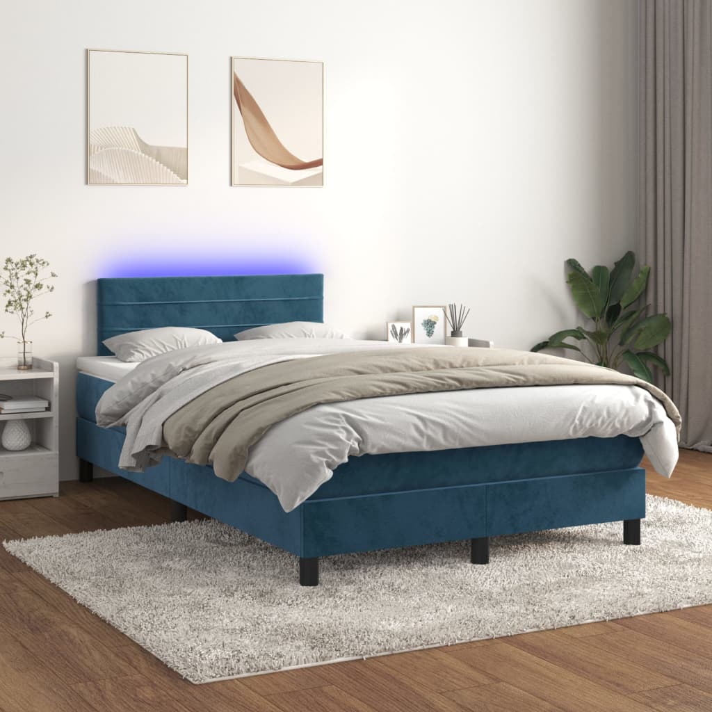 Letto a Molle con Materasso e LED Blu Scuro 120x200cmcod mxl 74926