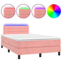 Letto a Molle con Materasso e LED Rosa 120x200 cm in Vellutocod mxl 122851