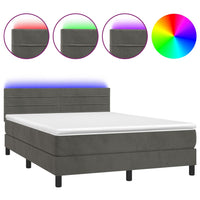 Letto a Molle con Materasso e LED Grigio Scuro 140x190 cm 3134460