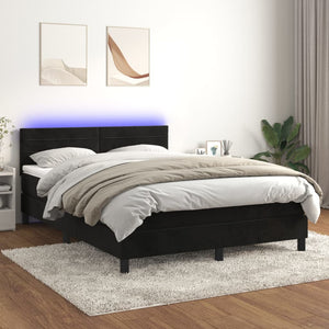 Letto a Molle con Materasso e LED Nero 140x190 cm in Vellutocod mxl 98926