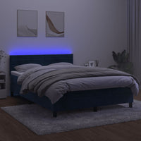 Letto a Molle con Materasso e LED Blu Scuro 140x200 cm 3134469