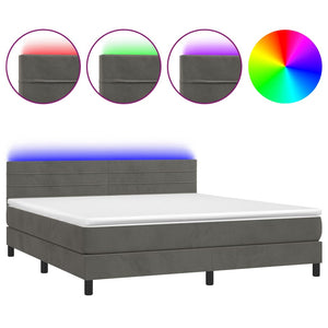 Letto a Molle con Materasso e LED Grigio Scuro 160x200 cm cod mxl 37950