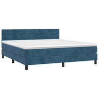 Letto a Molle con Materasso e LED Blu Scuro 160x200 cm 3134475