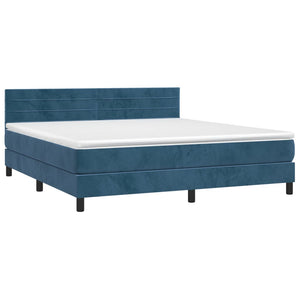 Letto a Molle con Materasso e LED Blu Scuro 160x200 cm 3134475