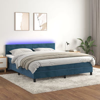 Letto a Molle con Materasso e LED Blu Scuro 160x200 cmcod mxl 98920