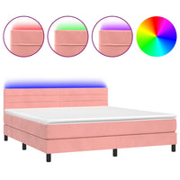 Letto a Molle con Materasso e LED Rosa 180x200 cm in Velluto 3134482