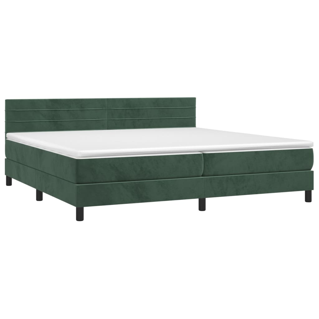 Letto a Molle con Materasso e LED Verde Scuro 200x200cm Velluto cod mxl 57234