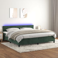 Letto a Molle con Materasso e LED Verde Scuro 200x200cm Velluto cod mxl 57234