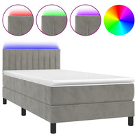 Letto a Molle Materasso e LED Grigio Chiaro 80x200 cm Velluto cod mxl 56147