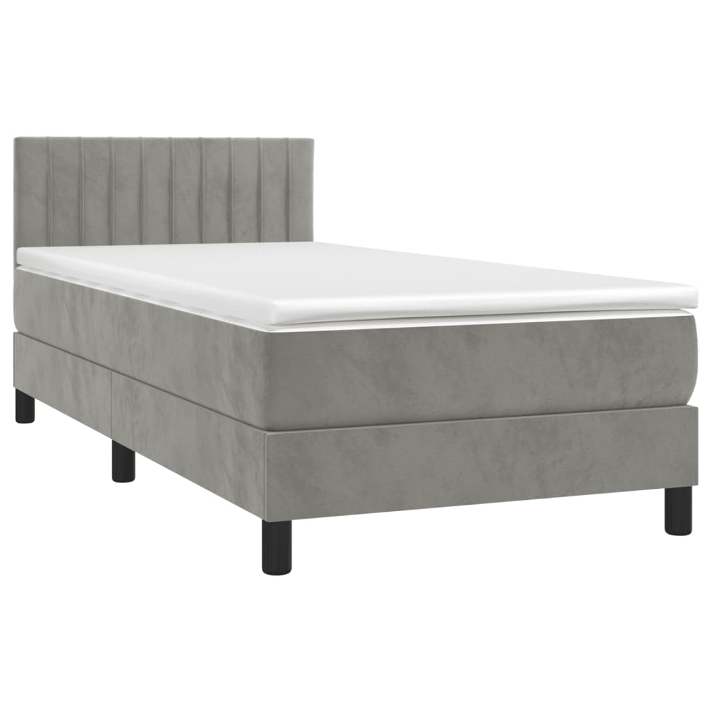 Letto a Molle Materasso e LED Grigio Chiaro 80x200 cm Velluto cod mxl 56147