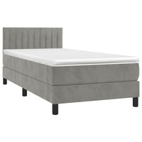 Letto a Molle Materasso e LED Grigio Chiaro 80x200 cm Velluto 3134489