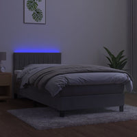 Letto a Molle Materasso e LED Grigio Chiaro 80x200 cm Velluto cod mxl 56147