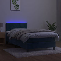 Letto a Molle con Materasso e LED Blu Scuro 80x200cm in Velluto cod mxl 61402