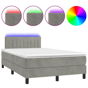 Letto a Molle Materasso e LED Grigio Chiaro 120x200 cm Velluto cod mxl 59420