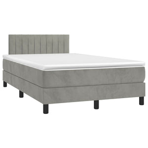 Letto a Molle Materasso e LED Grigio Chiaro 120x200 cm Velluto cod mxl 59420