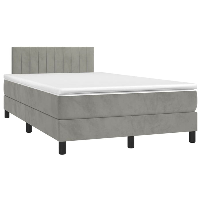 Letto a Molle Materasso e LED Grigio Chiaro 120x200 cm Velluto cod mxl 59420