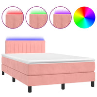 Letto a Molle con Materasso e LED Rosa 120x200 cm in Velluto cod mxl 64538