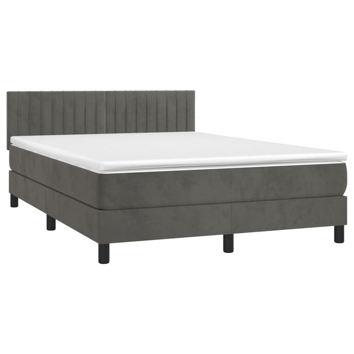 Letto a Molle con Materasso e LED Grigio Scuro 140x190 cm 3134520