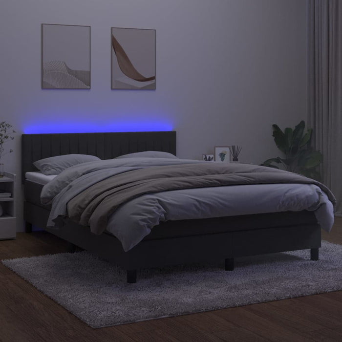 Letto a Molle con Materasso e LED Grigio Scuro 140x190 cm 3134520