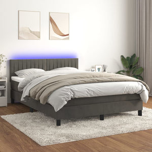 Letto a Molle con Materasso e LED Grigio Scuro 140x190 cm 3134520