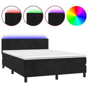 Letto a Molle con Materasso e LED Nero 140x190 cm in Vellutocod mxl 122850