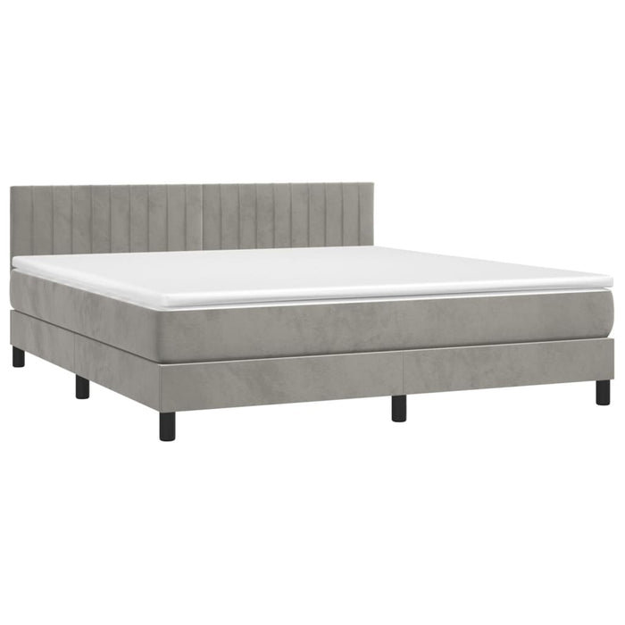 Letto a Molle Materasso e LED Grigio Chiaro 160x200 cm Velluto cod mxl 36609