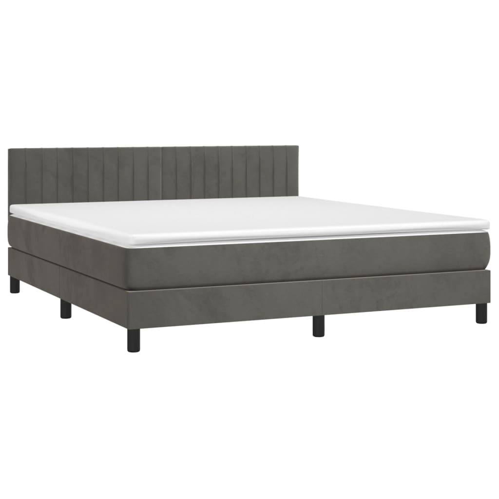 Letto a Molle con Materasso e LED Grigio Scuro 160x200 cmcod mxl 98931