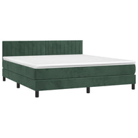 Letto a Molle con Materasso e LED Verde Scuro 160x200cm Velluto 3134534