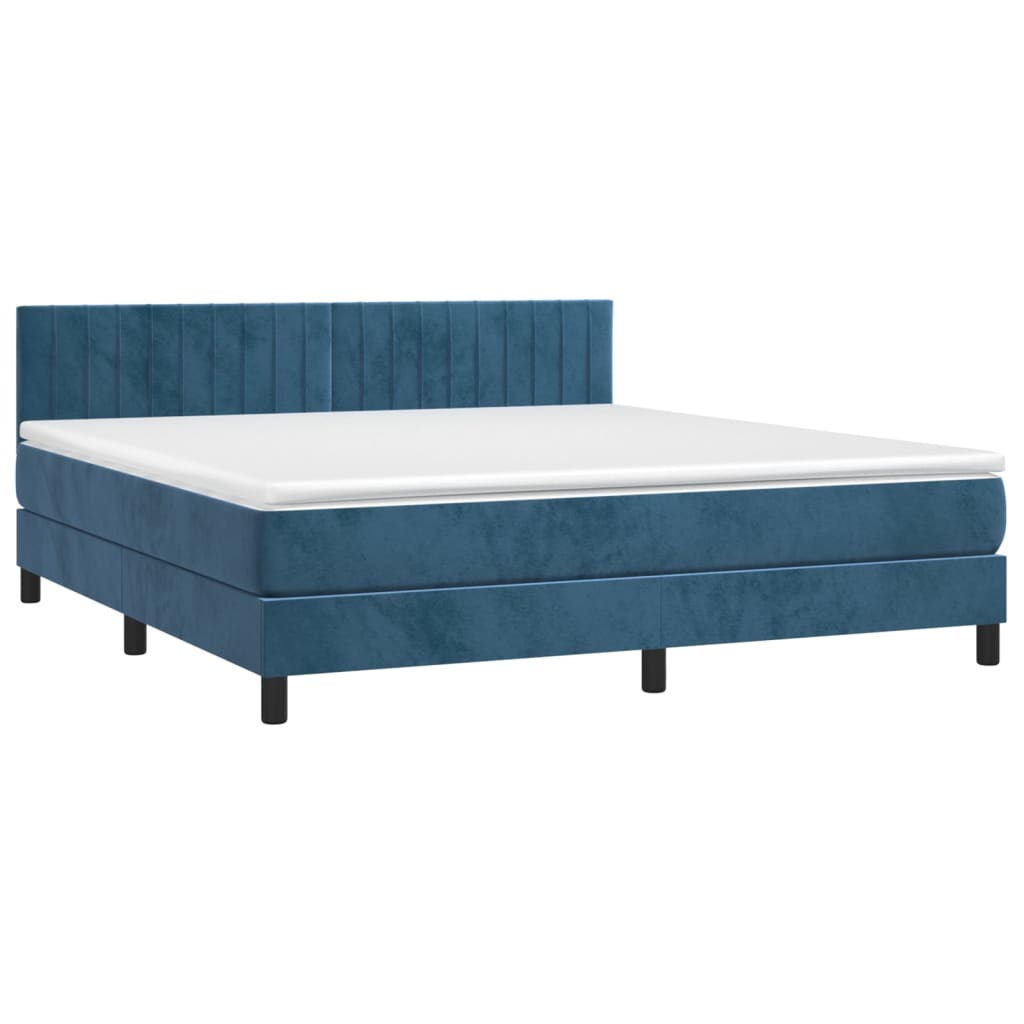 Letto a Molle con Materasso e LED Blu Scuro 160x200 cm 3134535