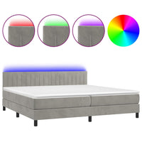 Letto a Molle Materasso e LED Grigio Chiaro 200x200 cm Velluto cod mxl 63900