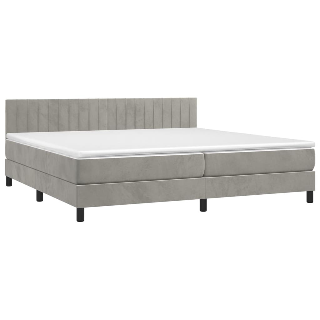 Letto a Molle Materasso e LED Grigio Chiaro 200x200 cm Velluto cod mxl 63900