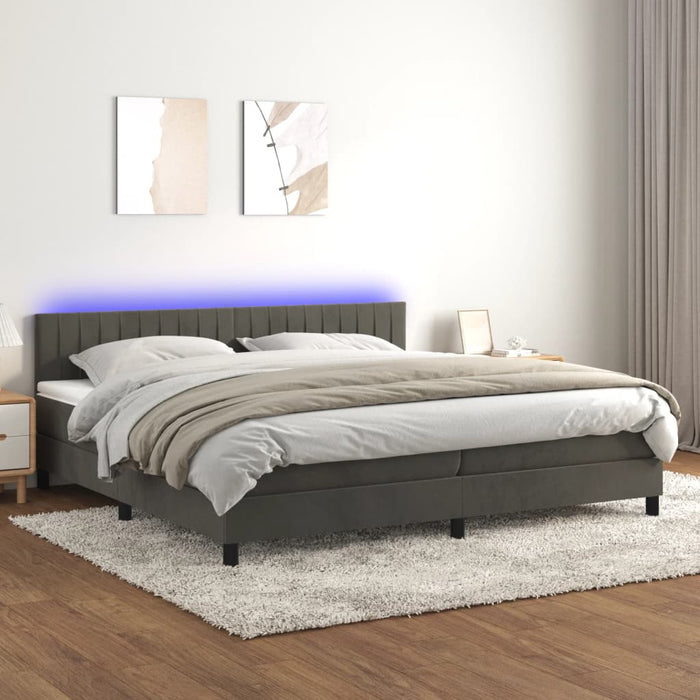 Letto a Molle con Materasso e LED Grigio Scuro 200x200 cm cod mxl 55992