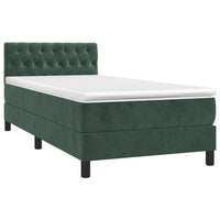 Letto a Molle con Materasso e LED Verde Scuro 90x190 cm Velluto 3134558