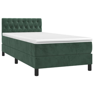 Letto a Molle con Materasso e LED Verde Scuro 90x190 cm Velluto 3134558