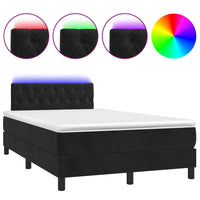 Letto a Molle con Materasso e LED Nero 120x200 cm in Velluto cod mxl 62036