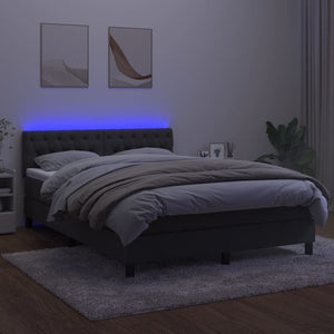 Letto a Molle con Materasso e LED Grigio Scuro 140x200 cm 3134586