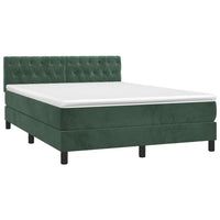 Letto a Molle con Materasso e LED Verde Scuro 140x200cm Velluto 3134588