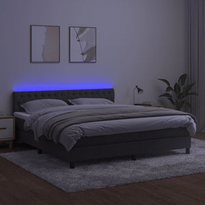 Letto a Molle con Materasso e LED Grigio Scuro 160x200 cm cod mxl 37956