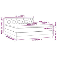 Letto a Molle con Materasso e LED Rosa 160x200 cm in Velluto 3134596