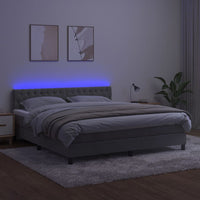 Letto a Molle Materasso e LED Grigio Chiaro 180x200 cm Velluto 3134597