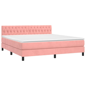 Letto a Molle con Materasso e LED Rosa 180x200 cm in Vellutocod mxl 74931