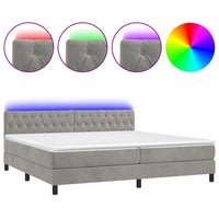 Letto a Molle Materasso e LED Grigio Chiaro 200x200 cm Velluto cod mxl 64636