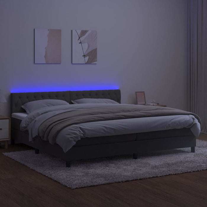 Letto a Molle con Materasso e LED Grigio Scuro 200x200 cm cod mxl 61769