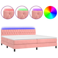 Letto a Molle con Materasso e LED Rosa 200x200 cm in Velluto cod mxl 63481